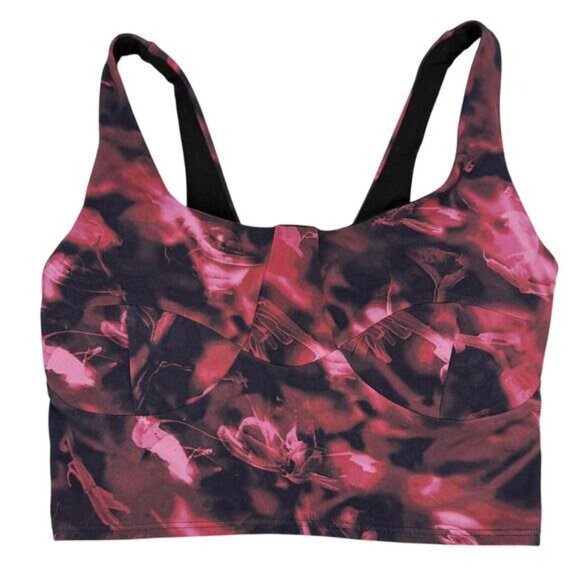 LULULEMON Nulu Front-Darting Yoga Bra  B/C Cup Sz 4 Intensity Pink Blossom Multi - Picture 4 of 7